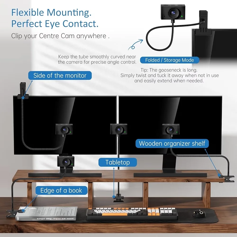 Black USB Webcam with Flexible Clip